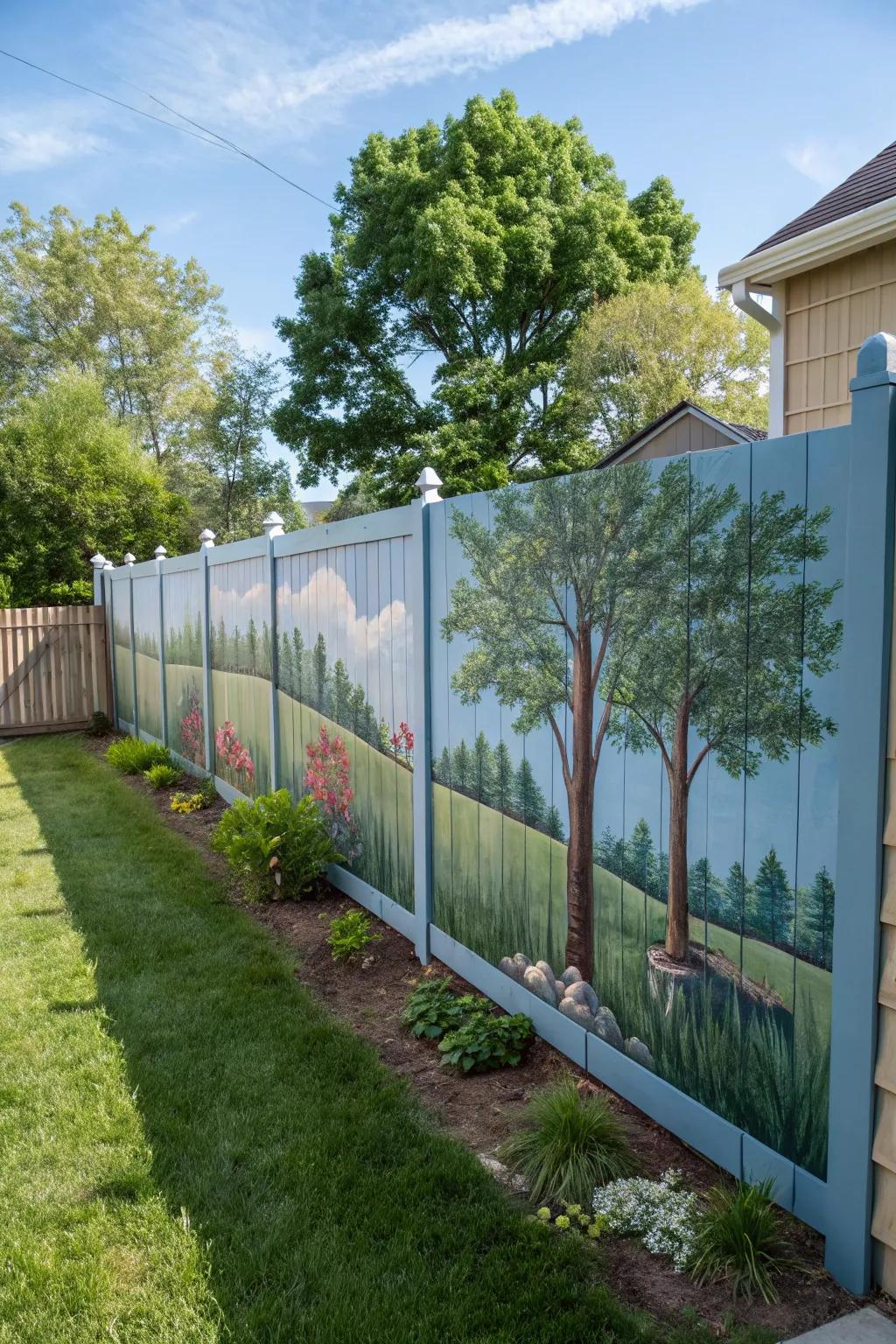 Transform your fence into a calming landscape canvas.