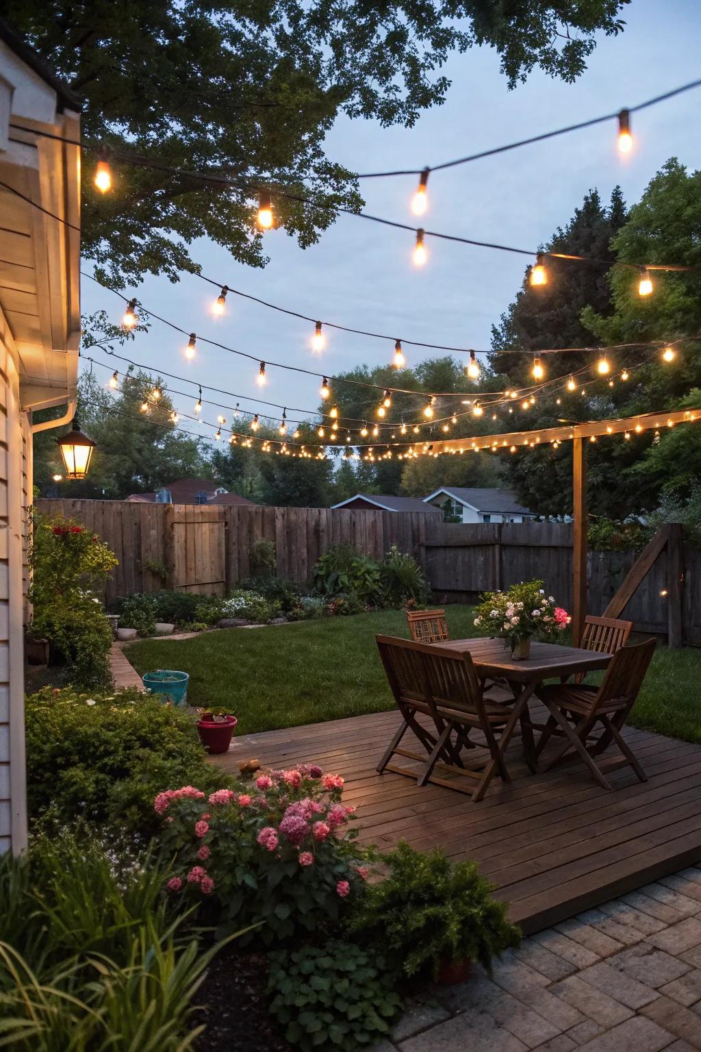 String lights add a magical touch to any yard.