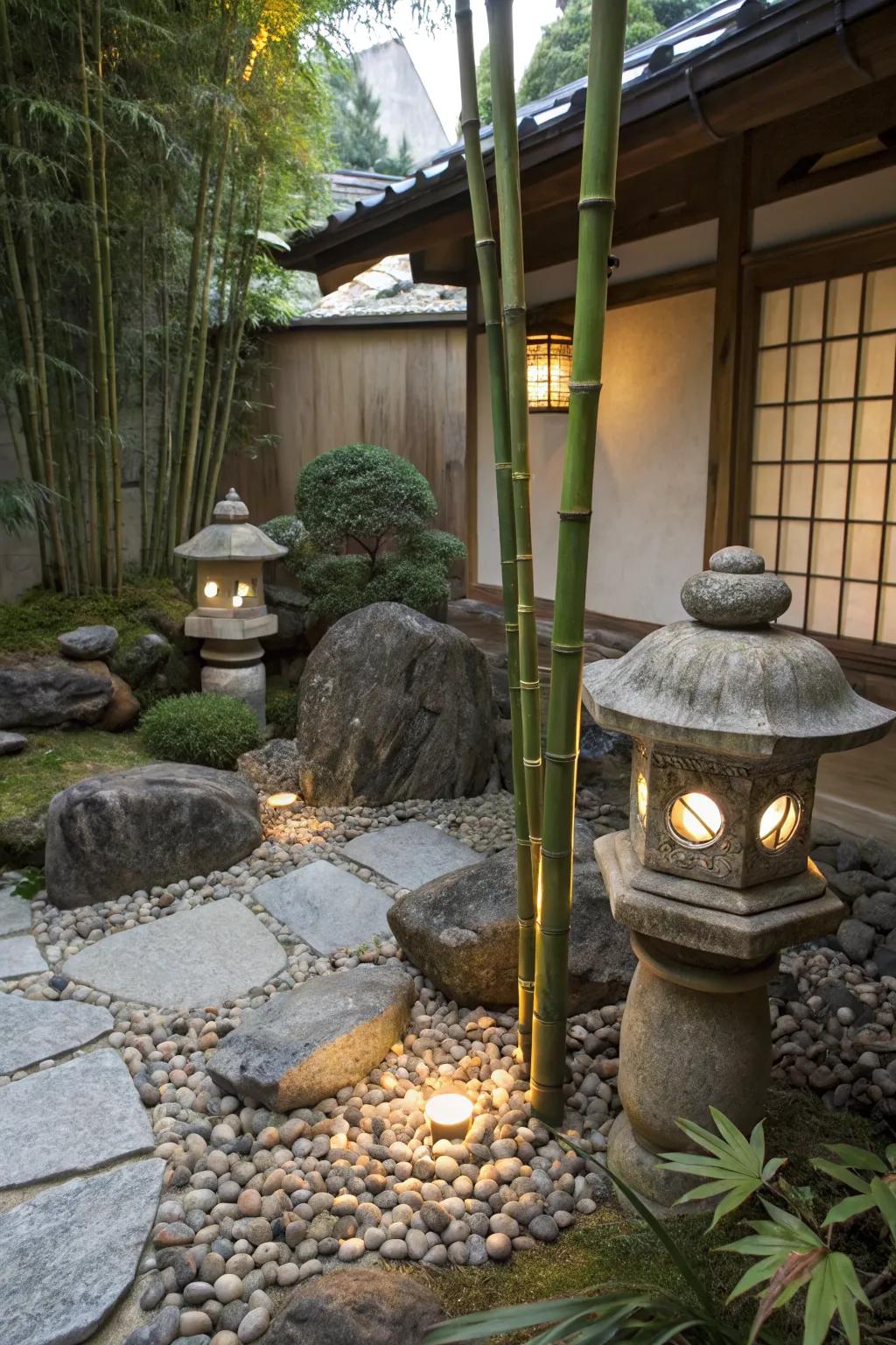 Achieve a serene atmosphere with a Japanese rock garden in your corner.