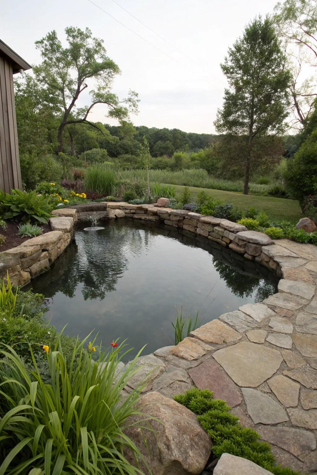 Natural stones give your pond a rustic and elegant look.