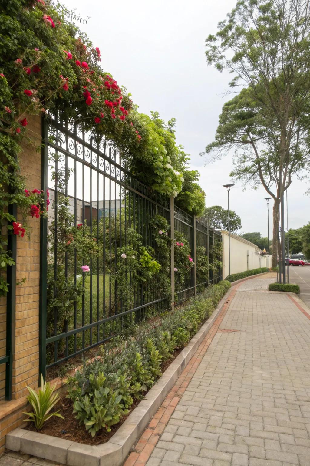 Natural elements create a harmonious blend of privacy and greenery.
