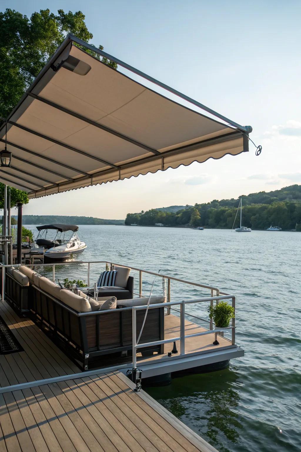 Enjoy flexibility with a retractable awning on your dock.