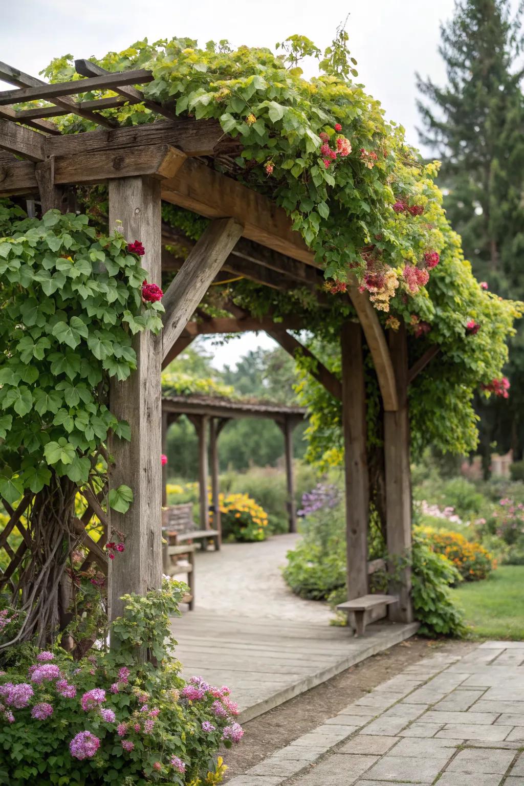 Let nature embrace you with a vine-covered pergola.