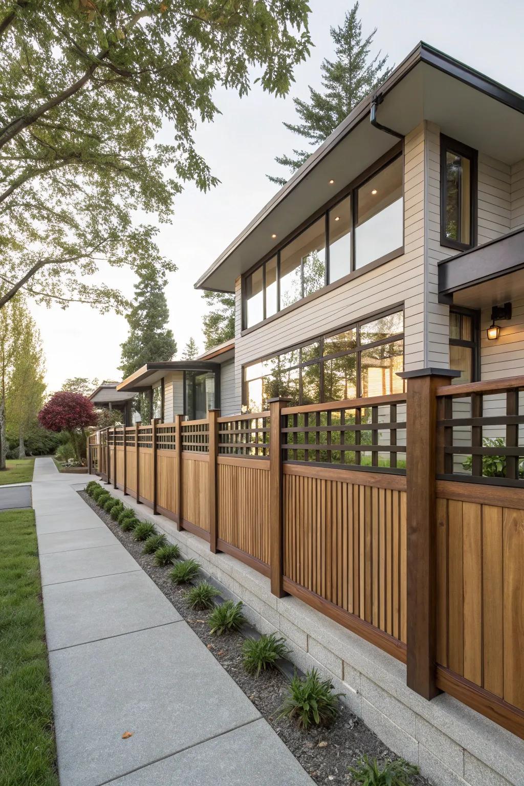 Geometric patterns provide a sleek, contemporary look to the craftsman fence.