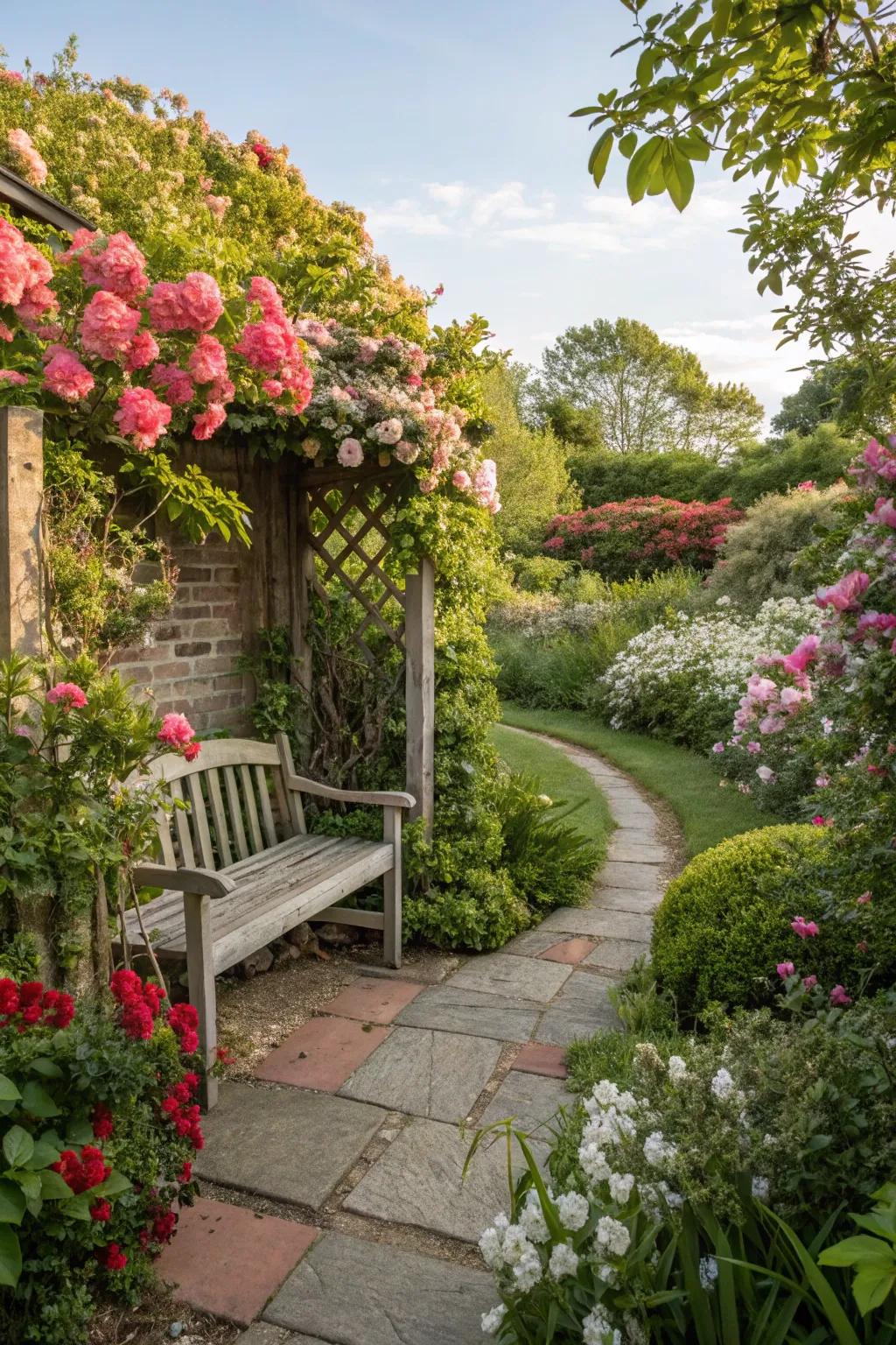 Find tranquility in a secret garden nook.
