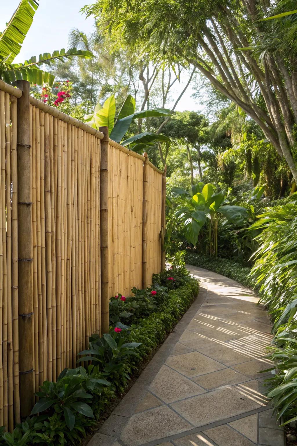 Create a tropical retreat with bamboo fencing.
