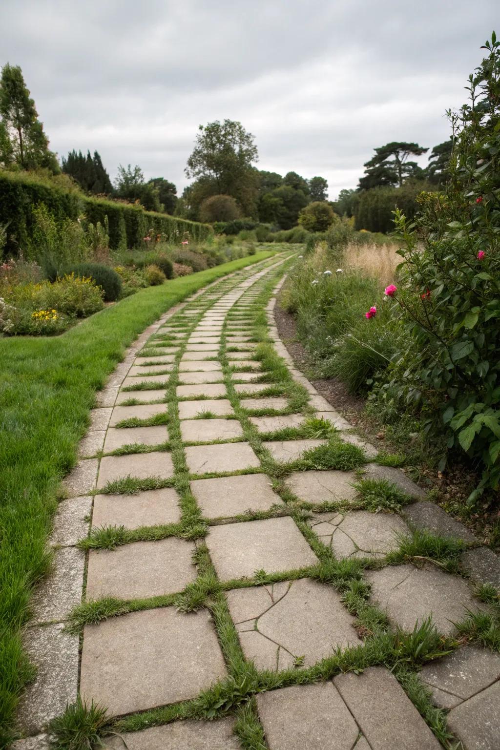 The perfect balance of greenery and pavers for a natural look.