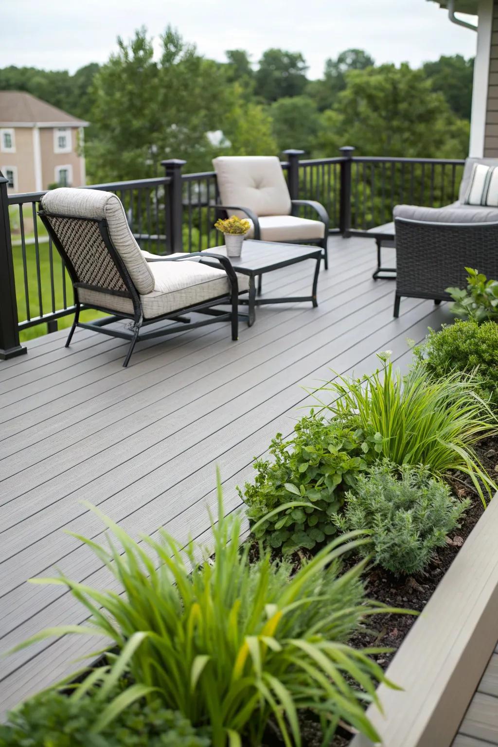A low-maintenance composite deck with a modern touch.