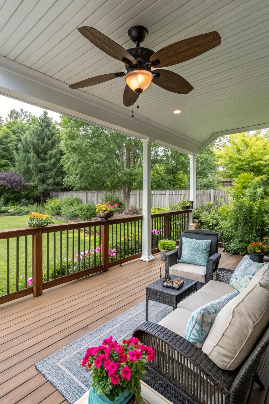 Ceiling fans add both comfort and style to your outdoor space.