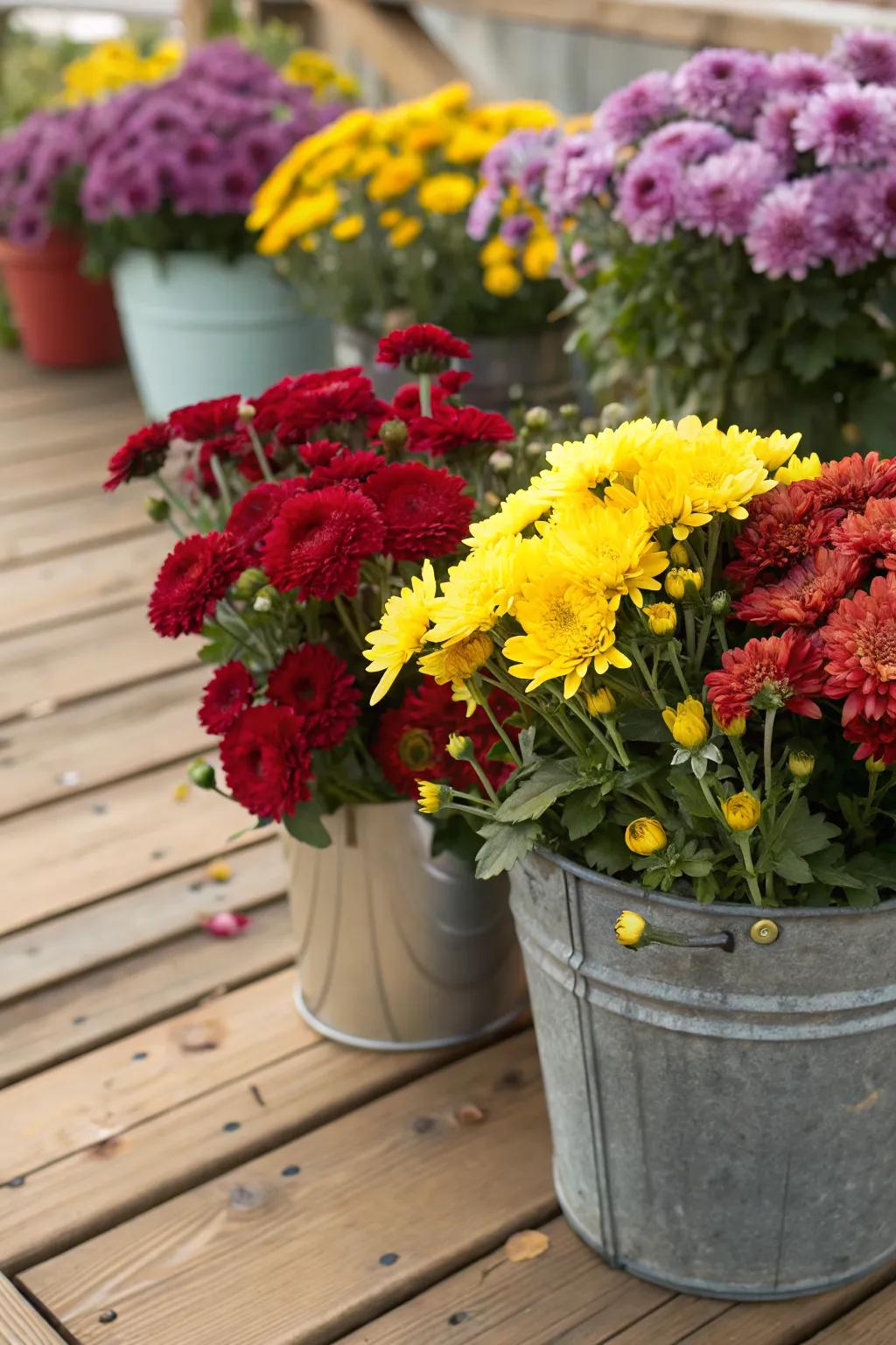 Vibrant flowers add a splash of color to any deck.