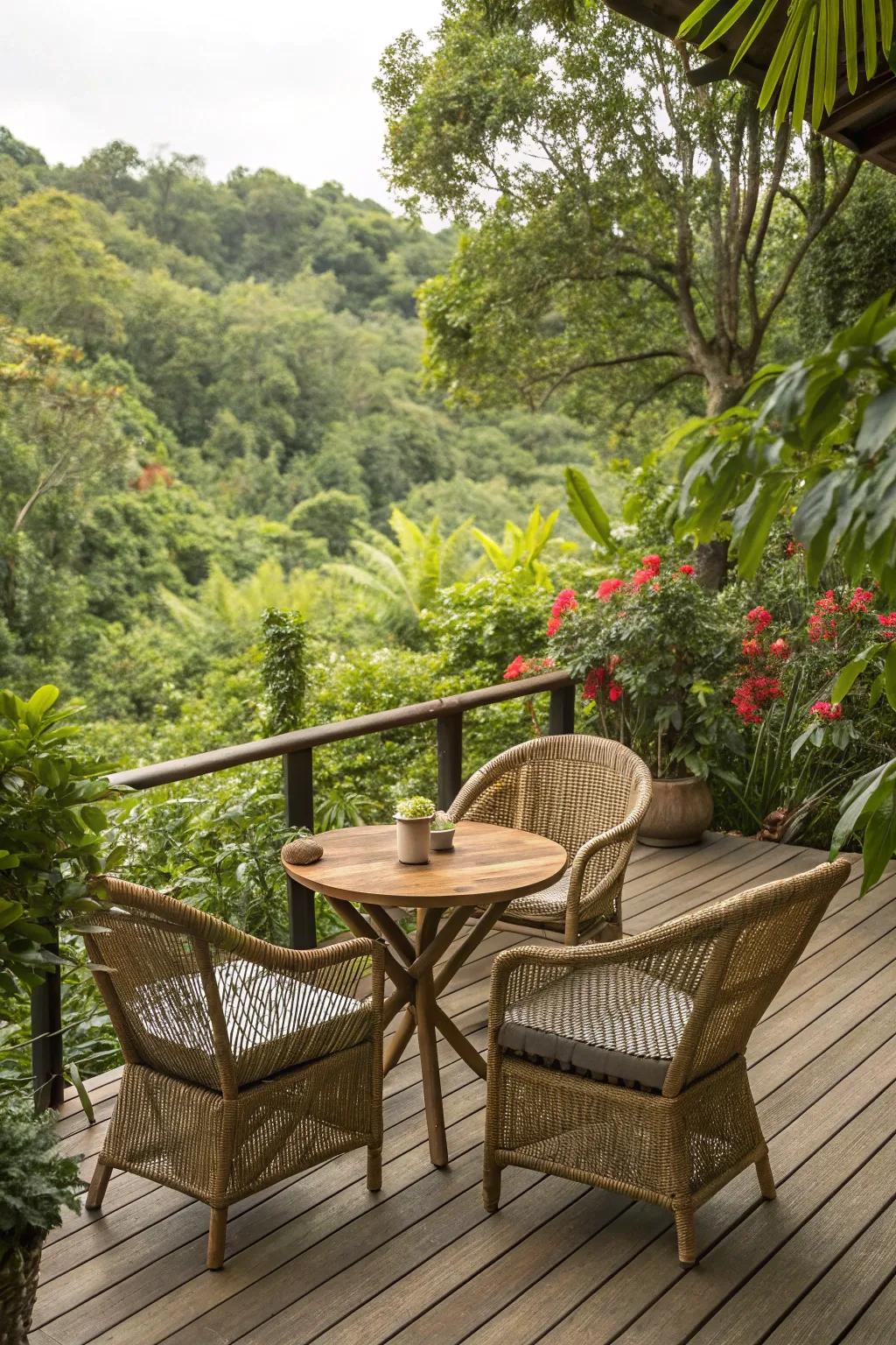 Natural elements bring warmth and texture to this deck.