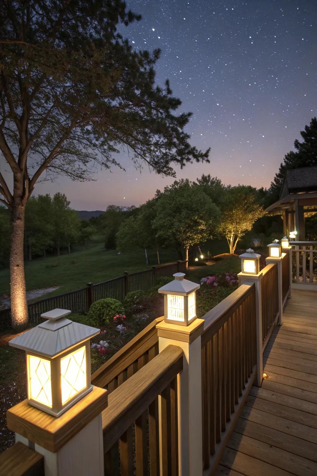 Post cap lights add elegance and light to the deck.