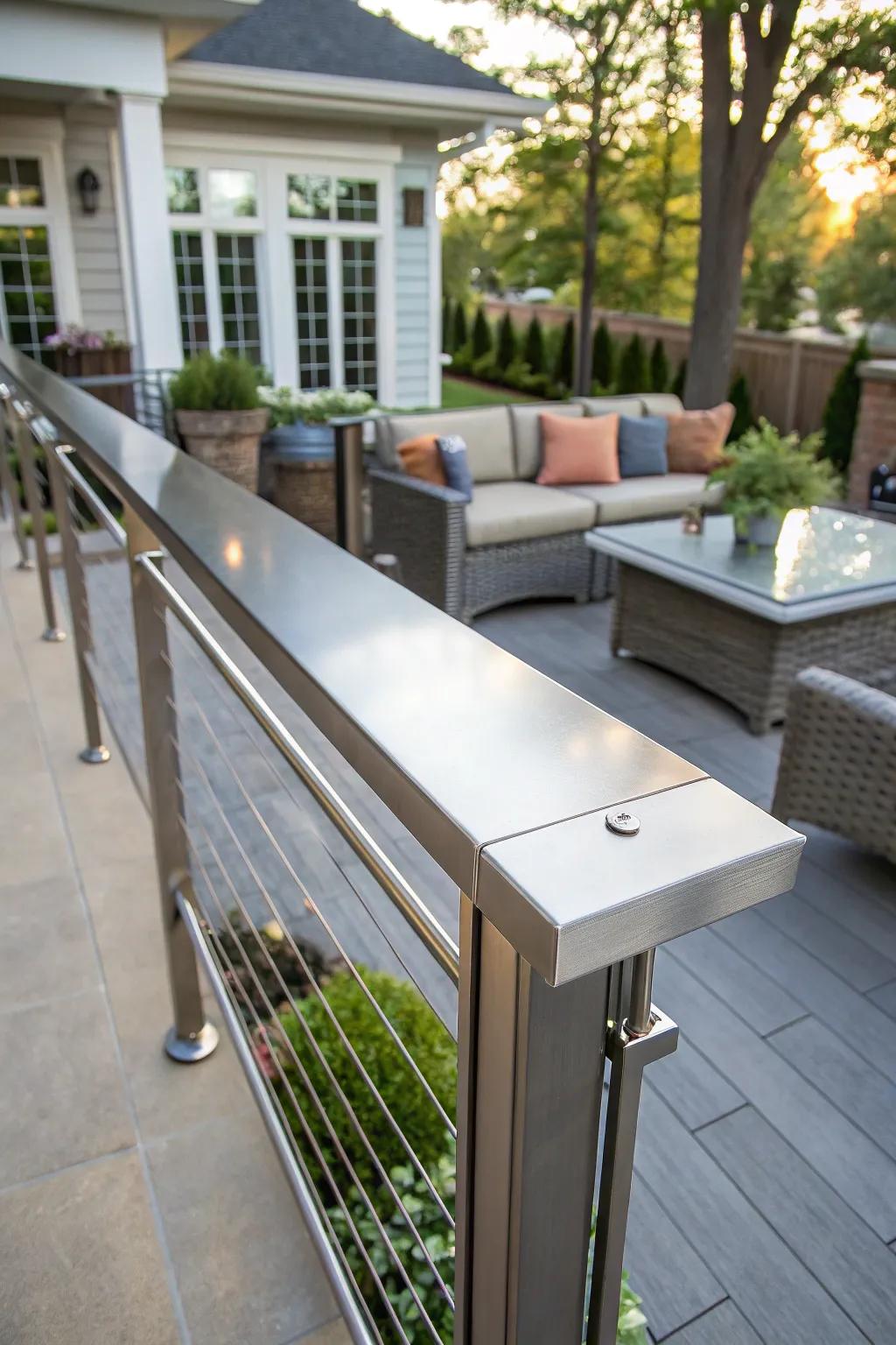 Sleek stainless steel top board for a modern, industrial look.