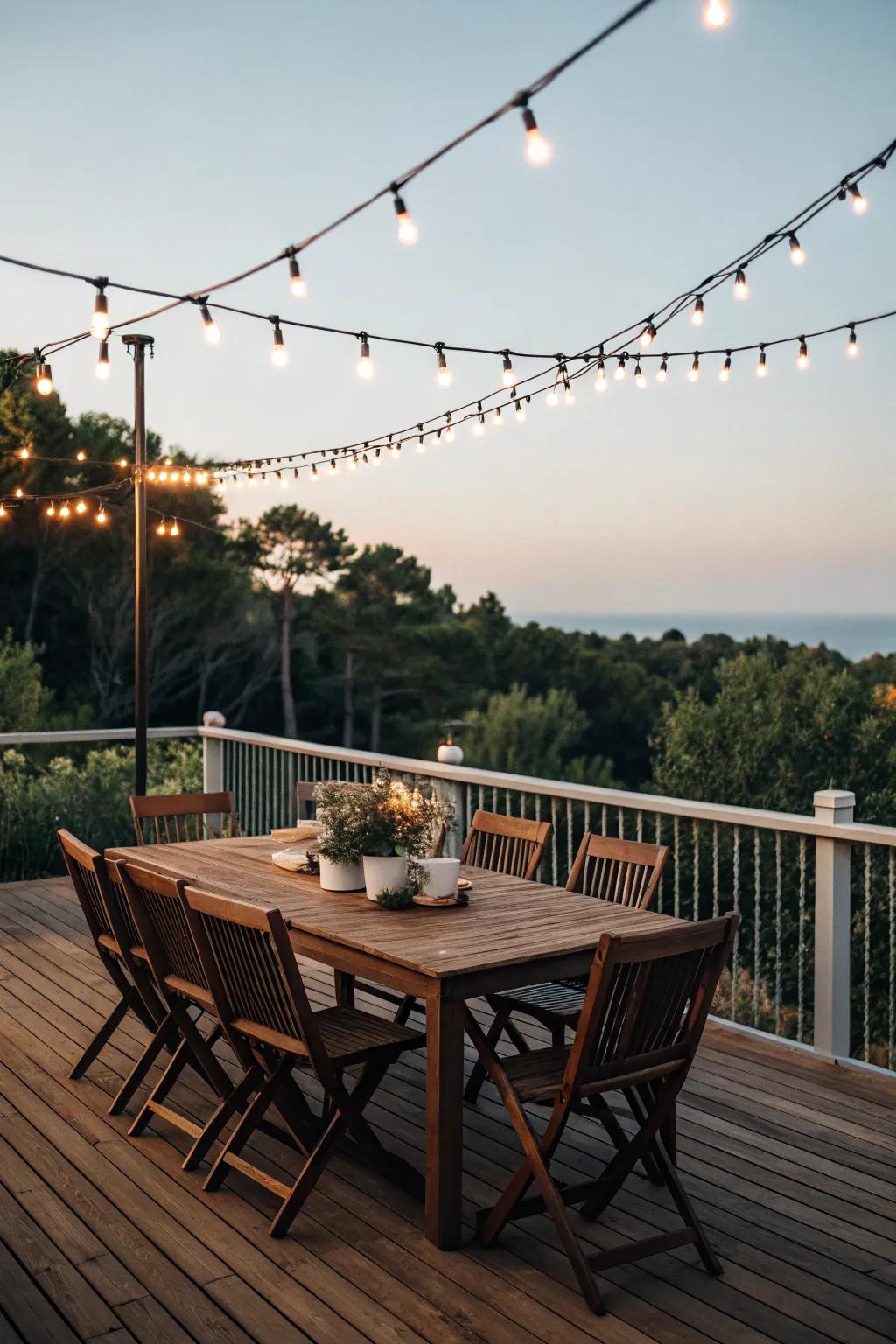 Dine under the stars with this charming setup.