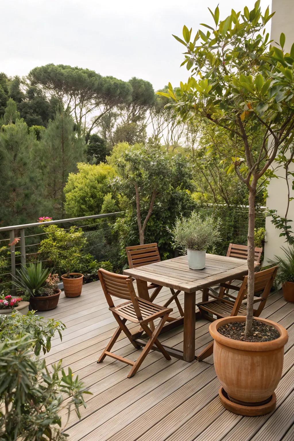 Bring nature to your deck with lush greenery.