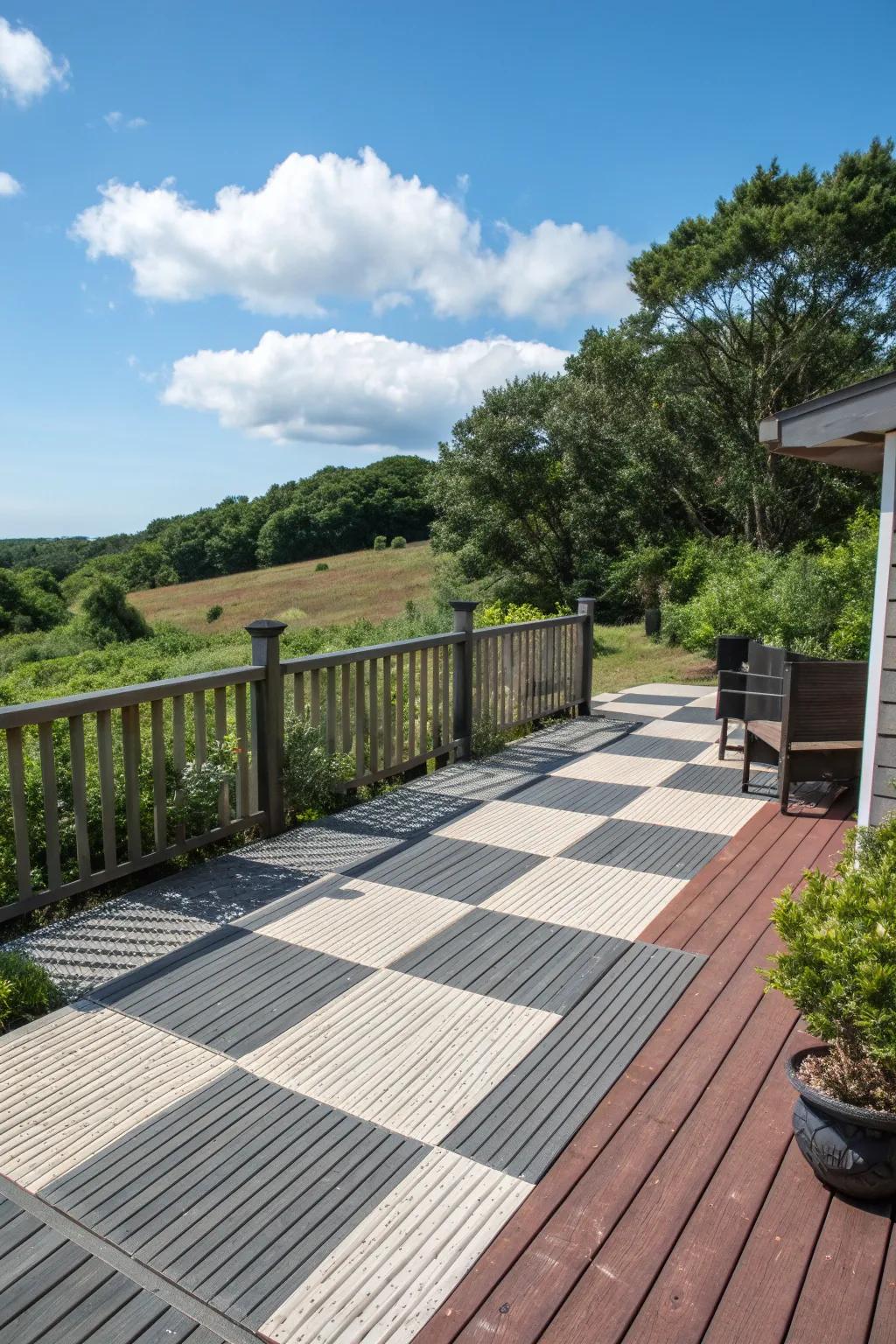 Mix and match patterns for a deck that stands out.