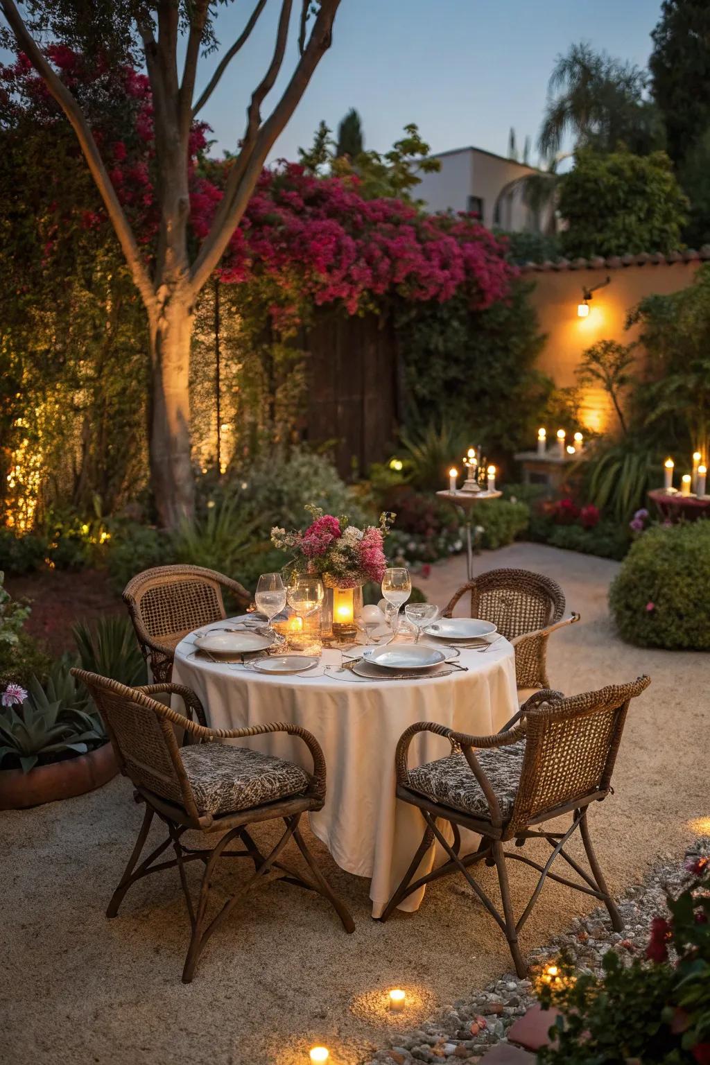 Dine under the stars on a beautiful decomposed granite patio.