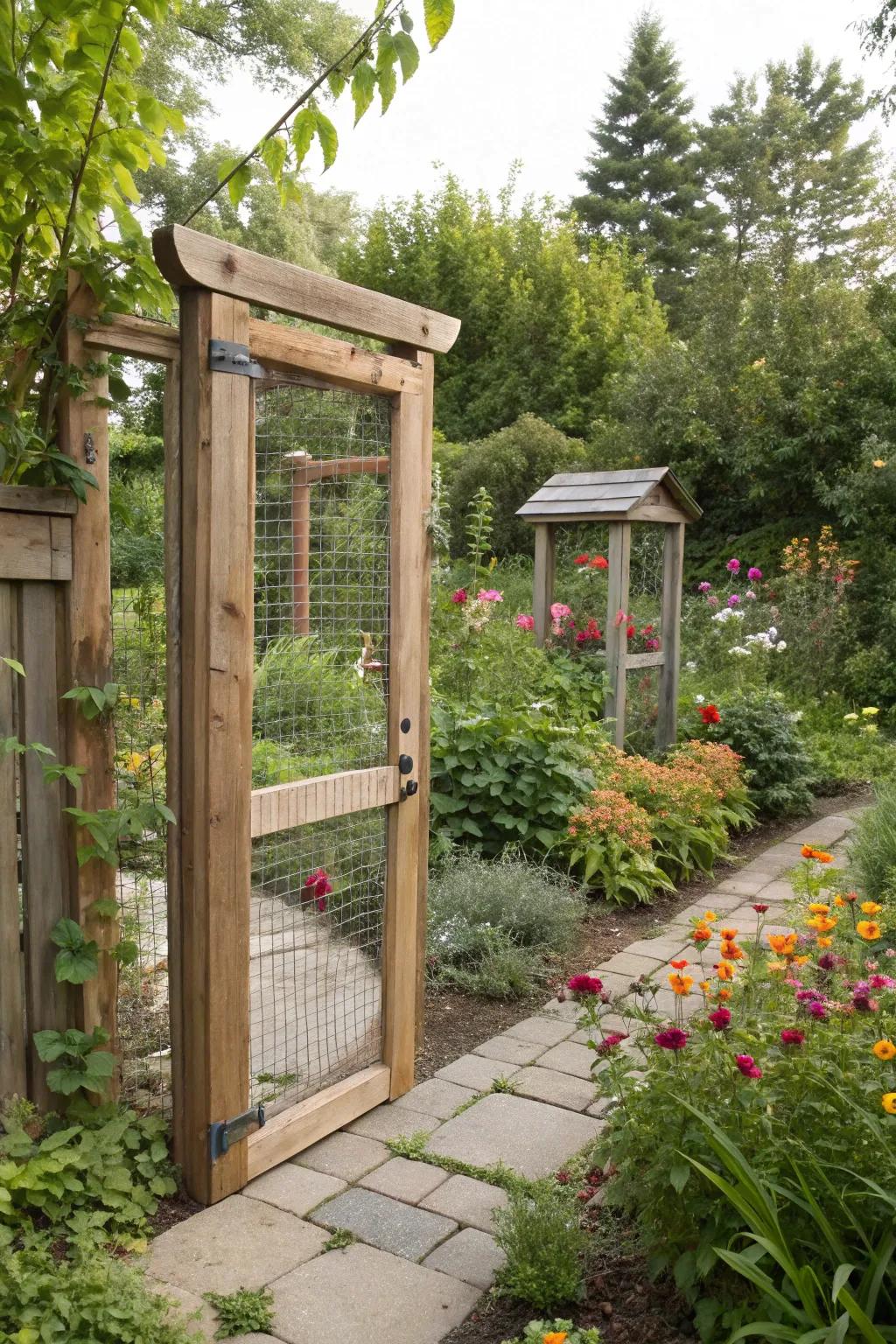 A fusion of wood and metal for modern garden protection.