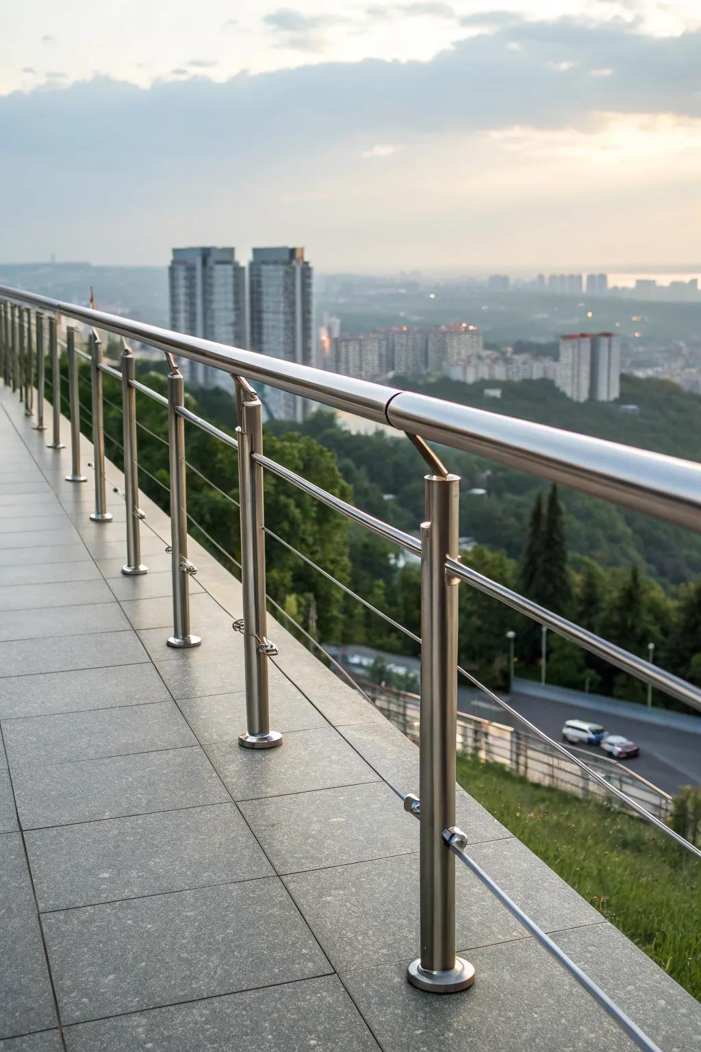 Metal railings provide a modern and durable aesthetic.