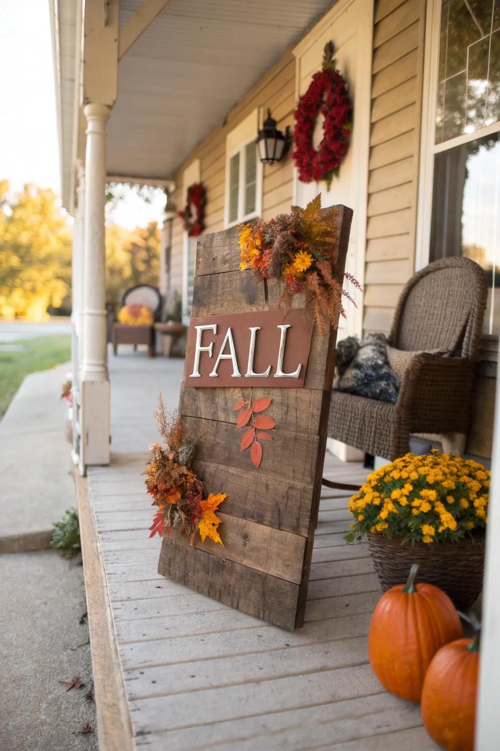 A charming wooden sign welcoming autumn guests.
