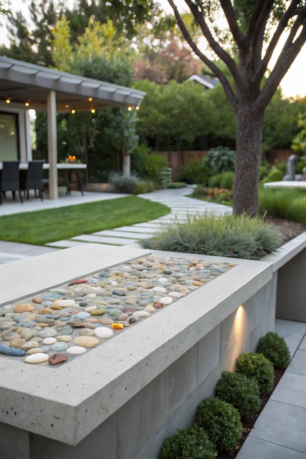 Modern elegance with a custom concrete countertop.