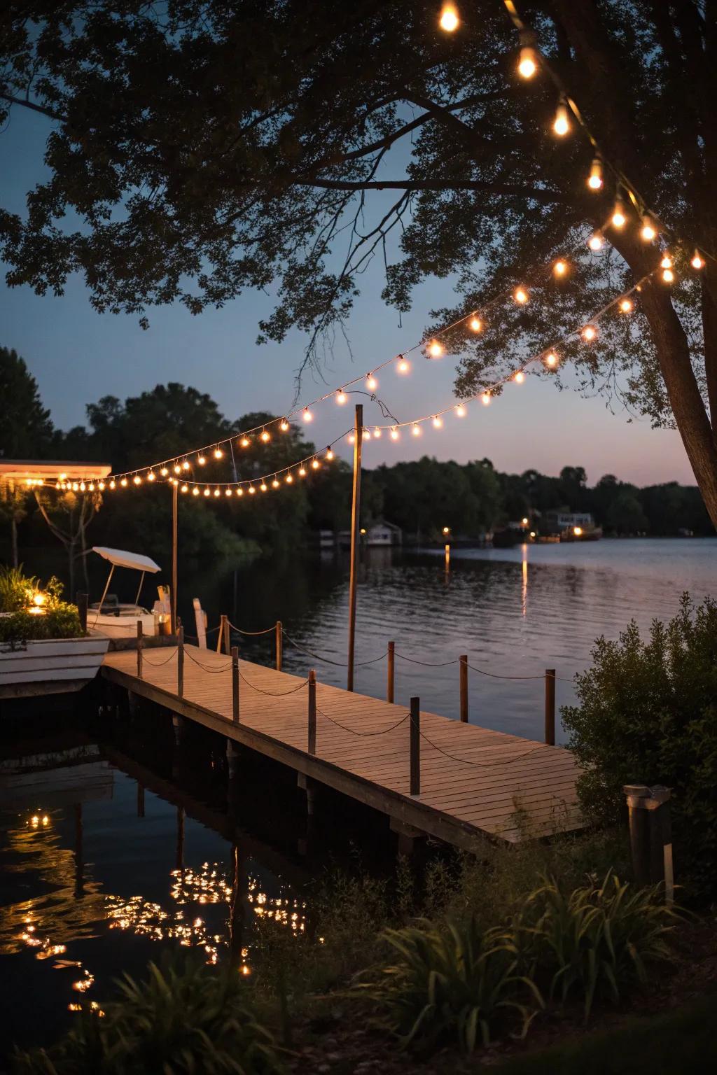 String lights add a touch of magic to your dock.