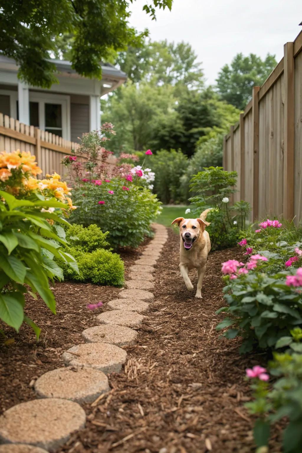 Mulch offers a soft and natural ground cover that's gentle on paws.