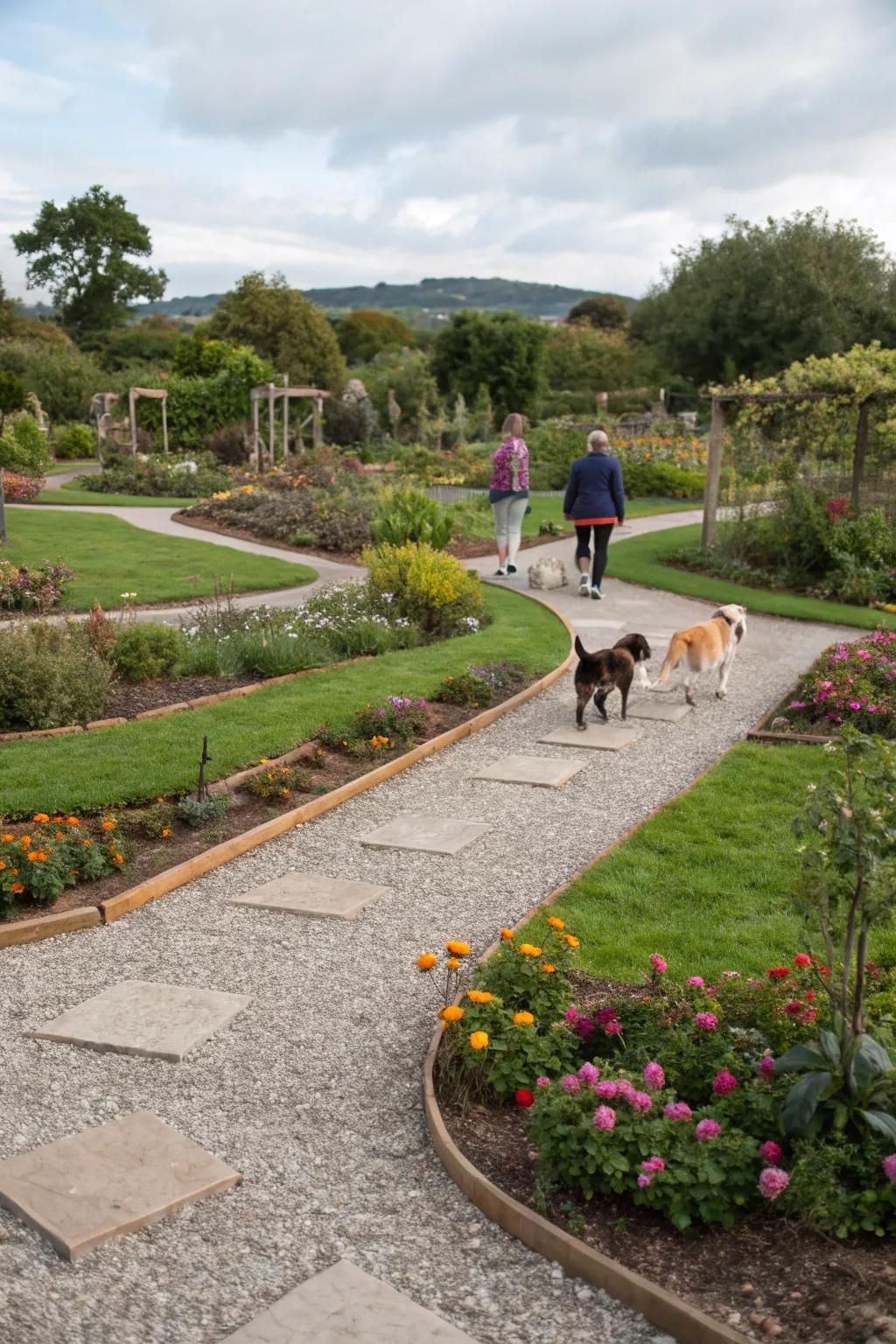 Gravel paths designed for dog exploration