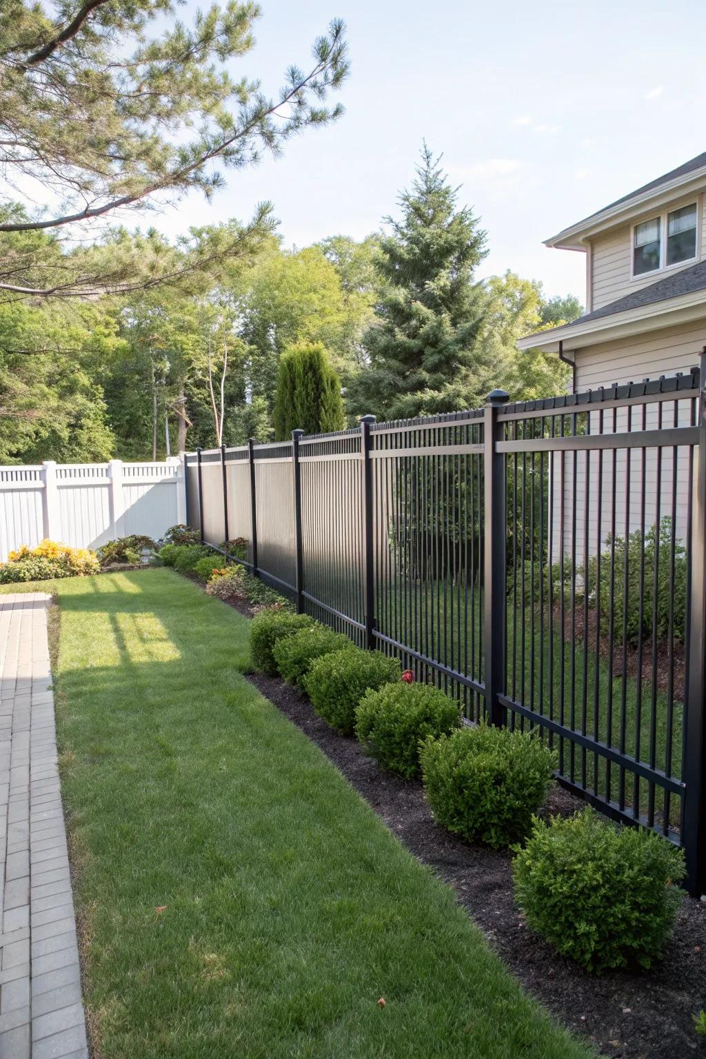 Strong and sleek, a metal fence offers lasting security.