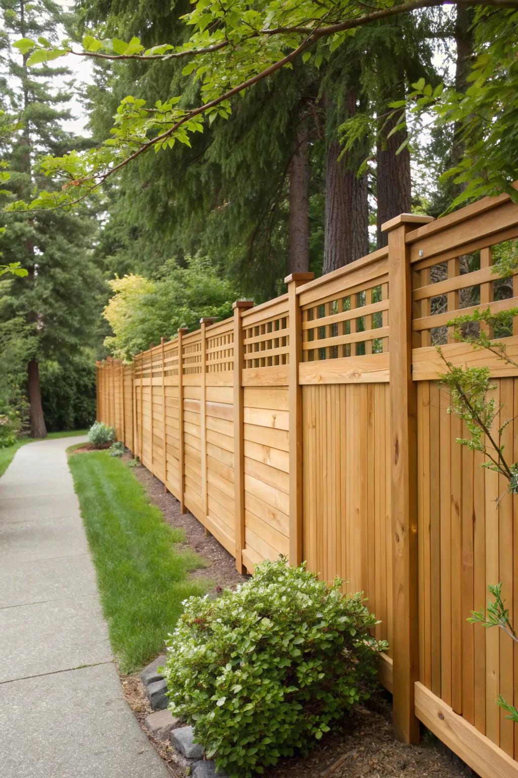 Natural cedar wood adds timeless elegance to your fence.