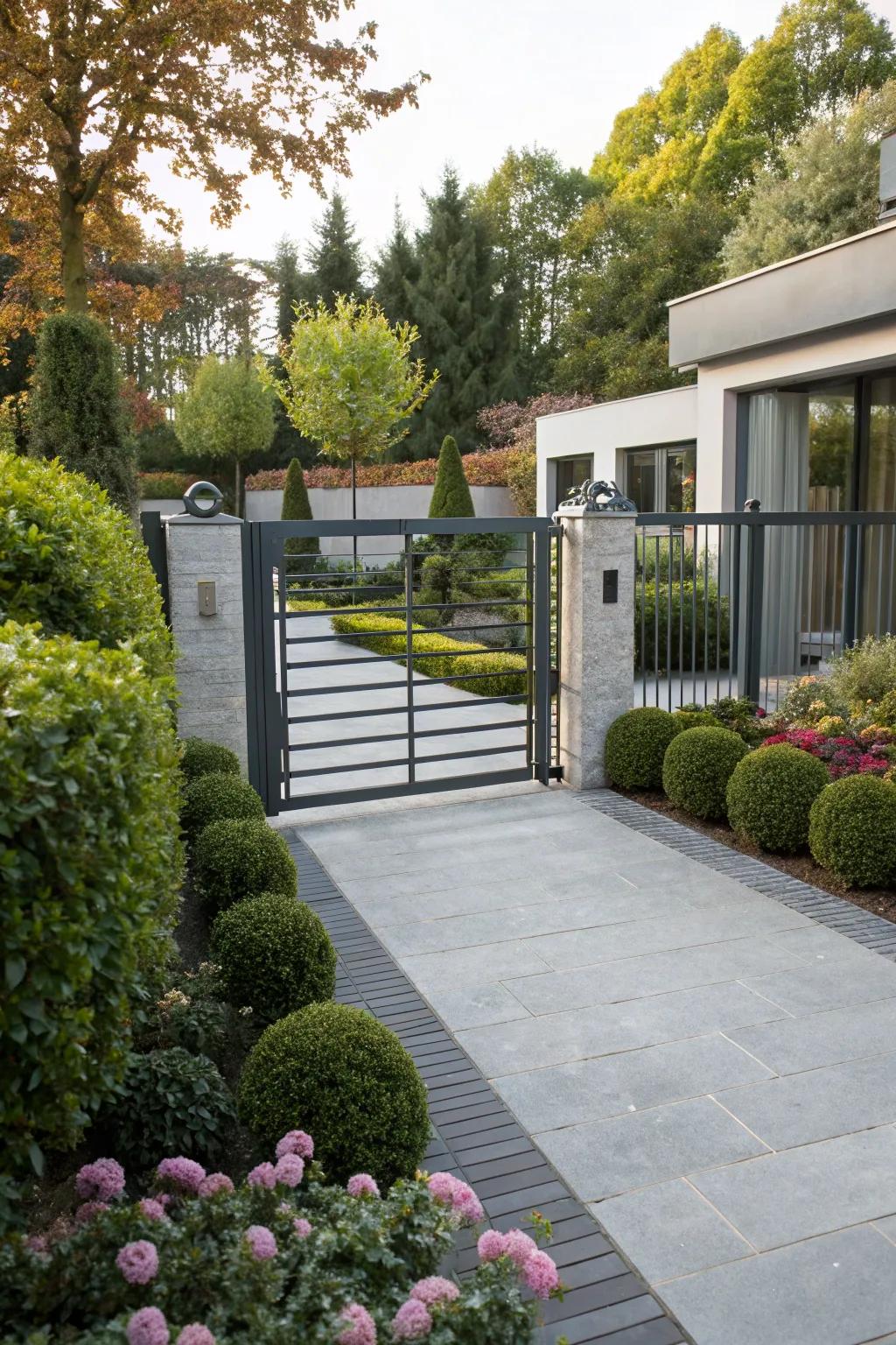 Automated gates combine modern aesthetics with enhanced security.