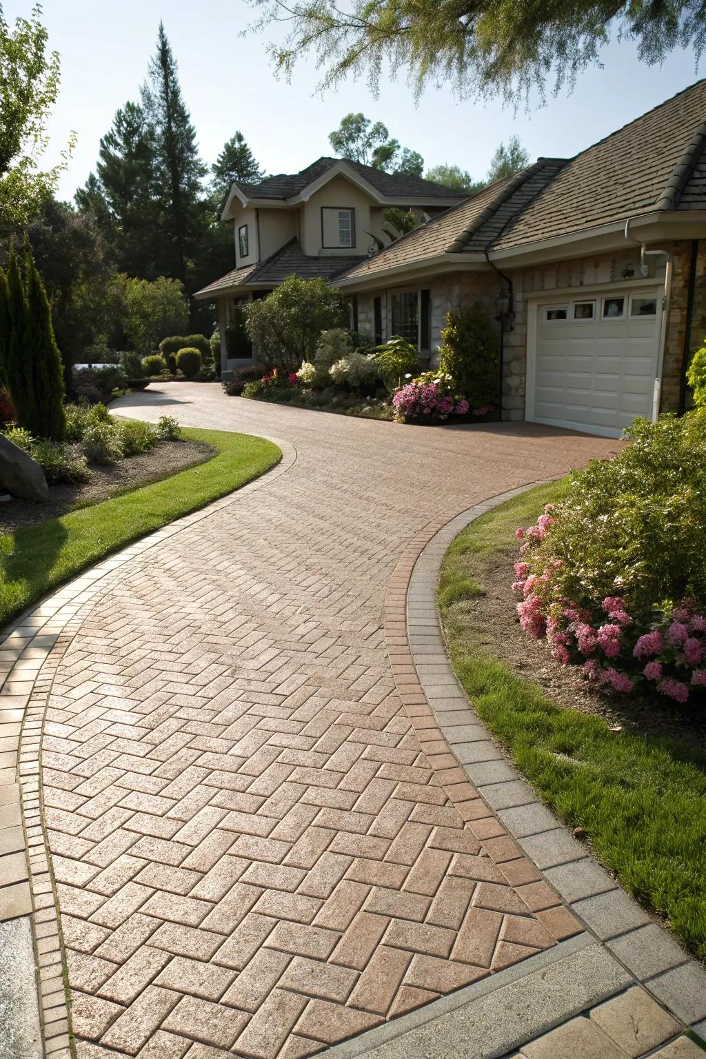 A driveway with textured finishes that add depth and character.