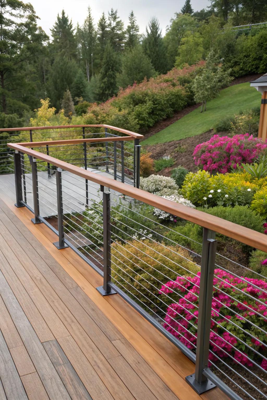 A timeless mix of wood and metal for your deck.