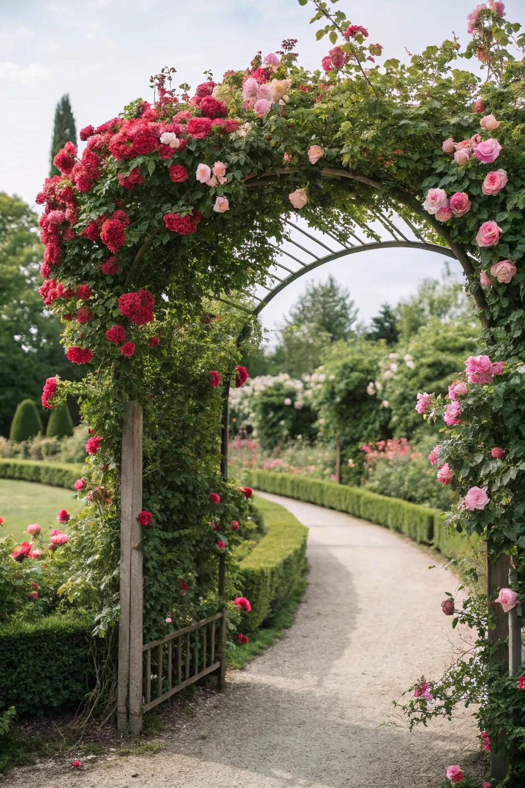 Enter your secret garden through a floral archway.