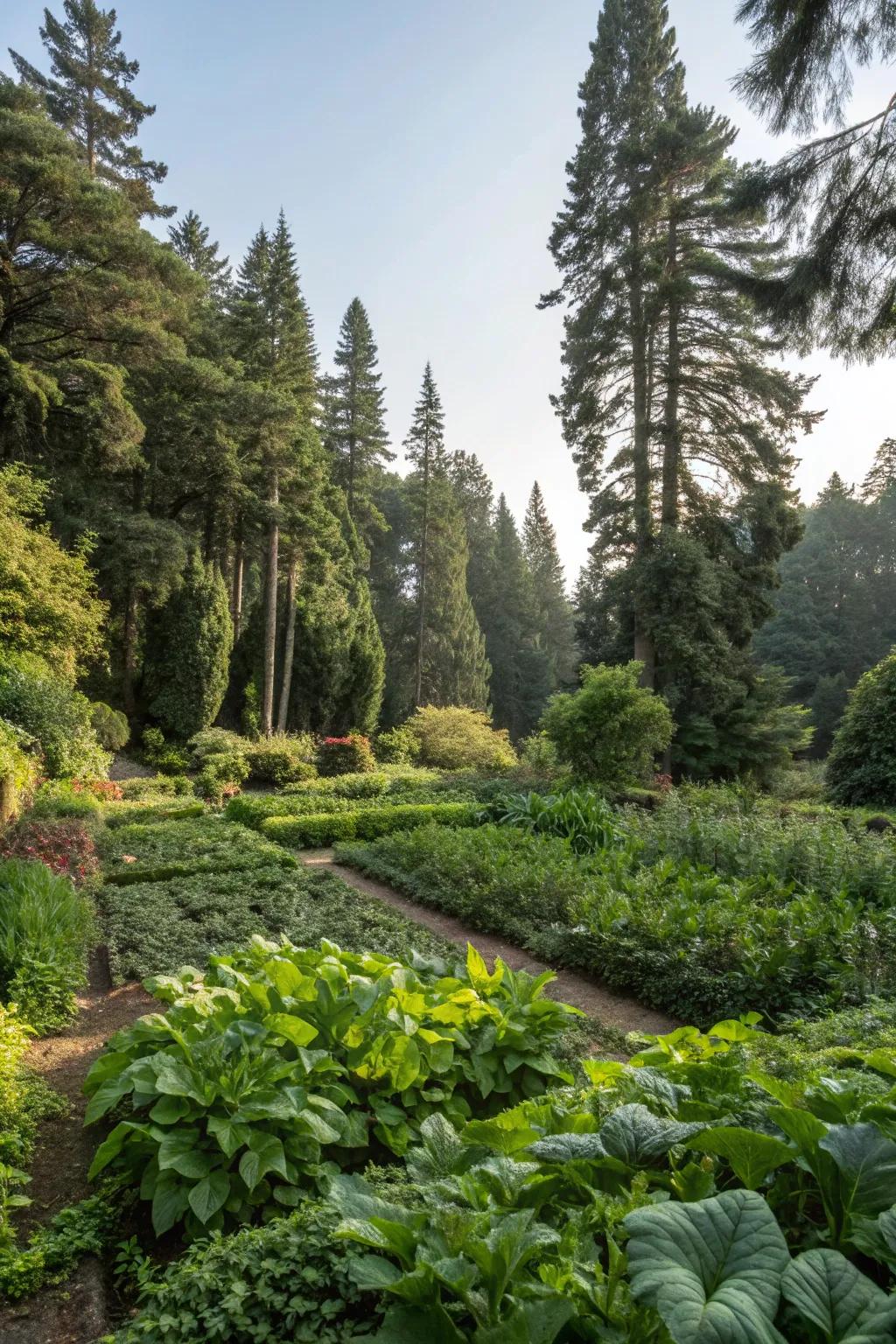 Lush foliage creates the essence of a hidden forest.