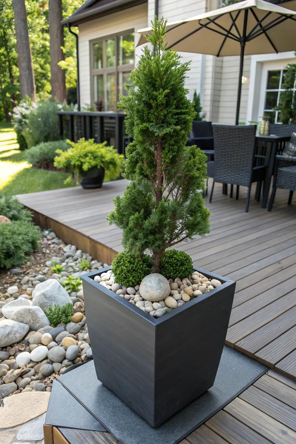 Dwarf Hinoki Cypress: lush greenery in a compact form.