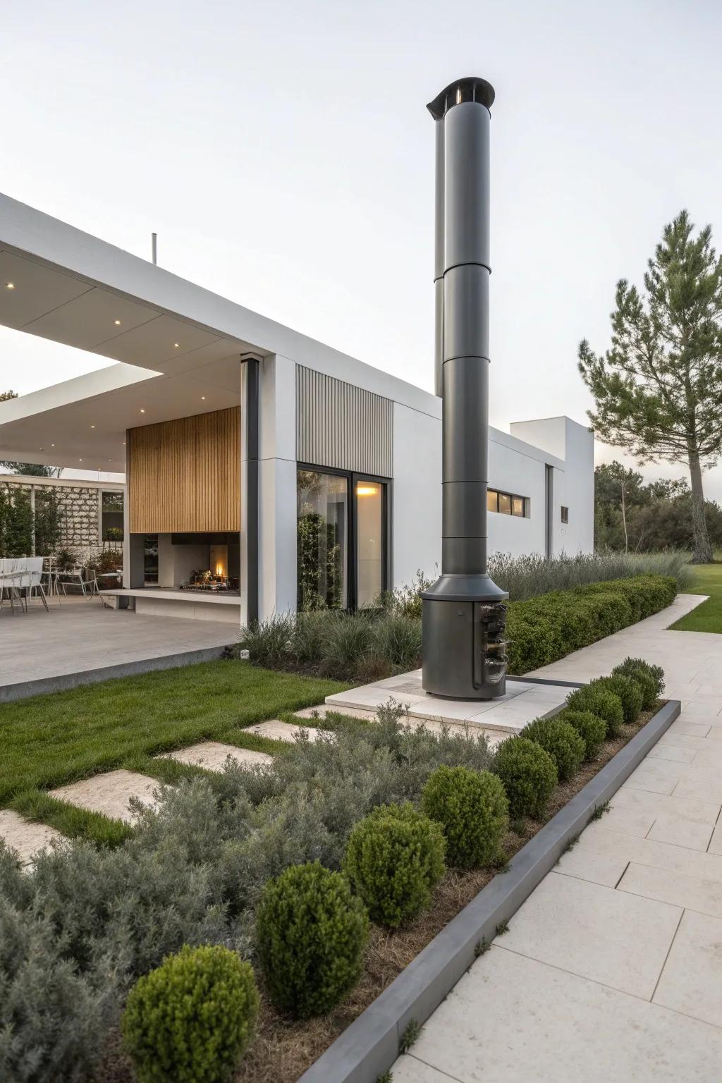 Metal siding brings a contemporary edge to chimney designs.