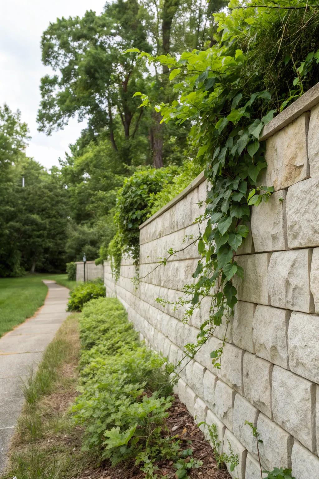 A faux stone finish brings a touch of nature and elegance.