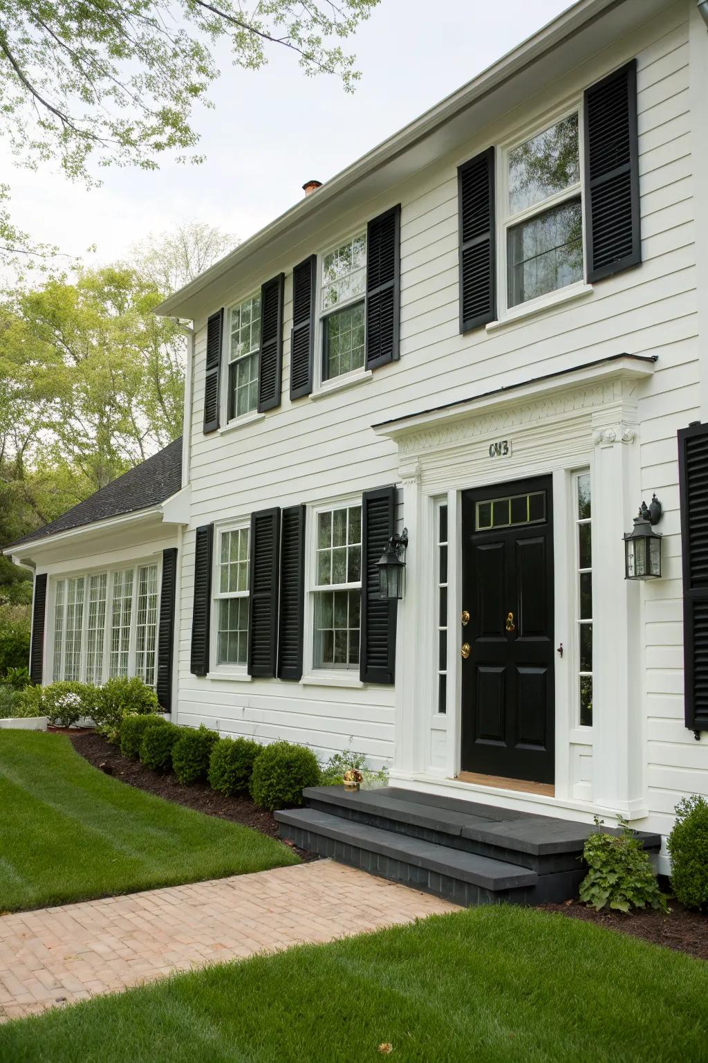 Bold black accents add drama and sophistication.