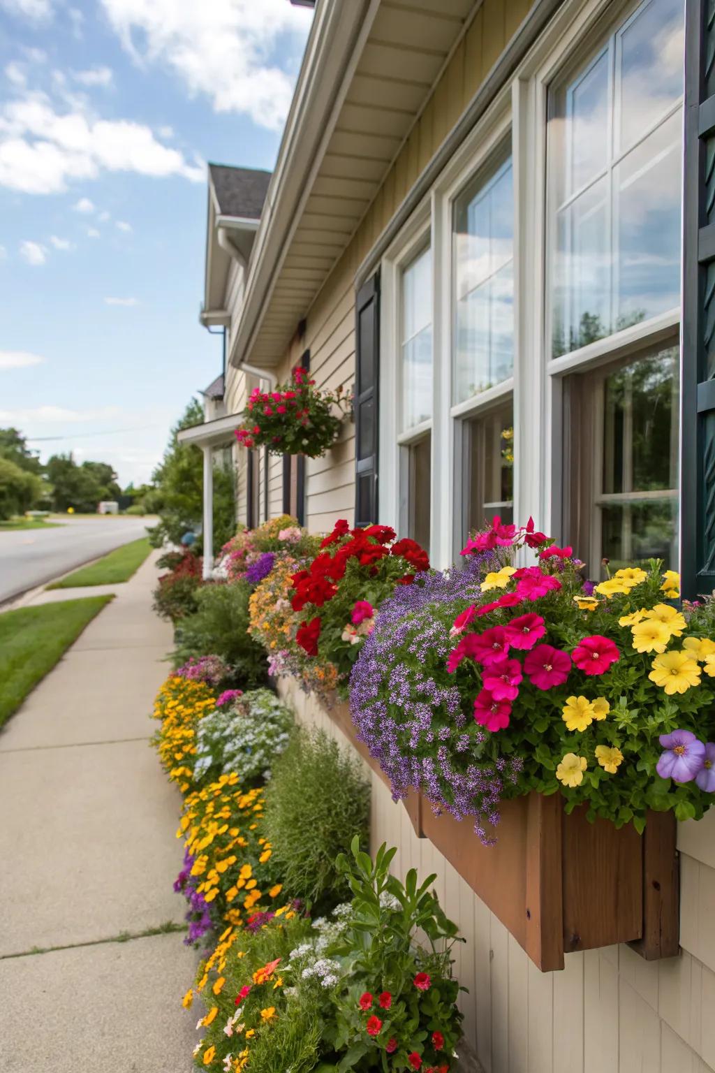 Window boxes provide a splash of color and charm.