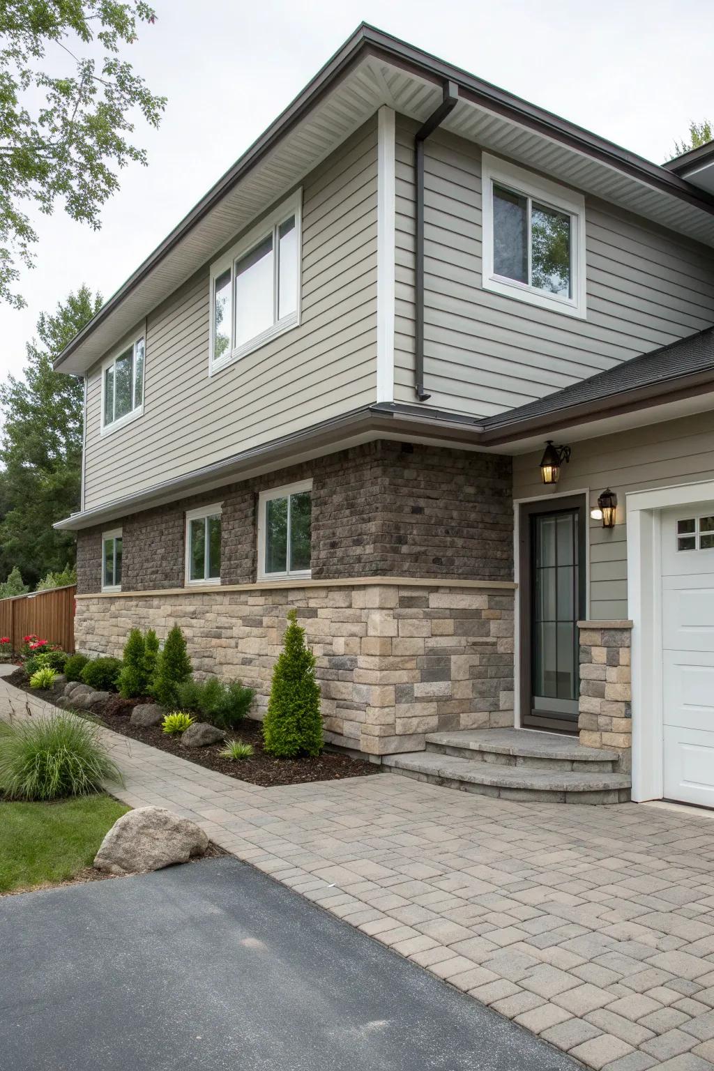 Faux stone panels provide a sleek, modern touch to your home's exterior.