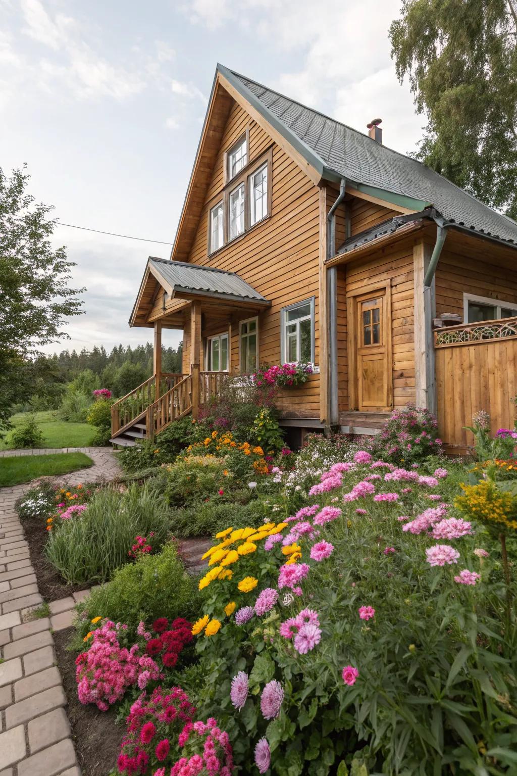 Cozy home with natural wood accents