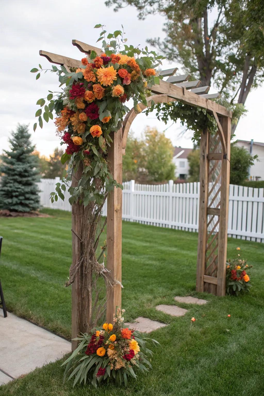 A wooden arch beautifully frames your ceremony.