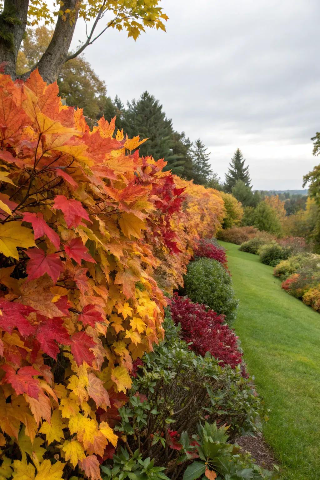 Layered autumn leaves bring natural beauty to garden borders.