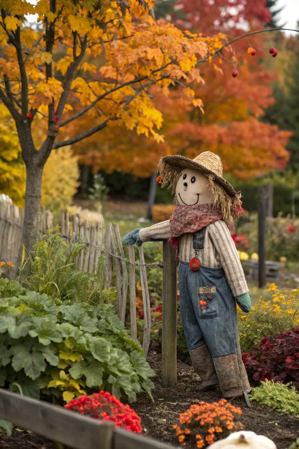A scarecrow brings a touch of tradition to your fall yard display.