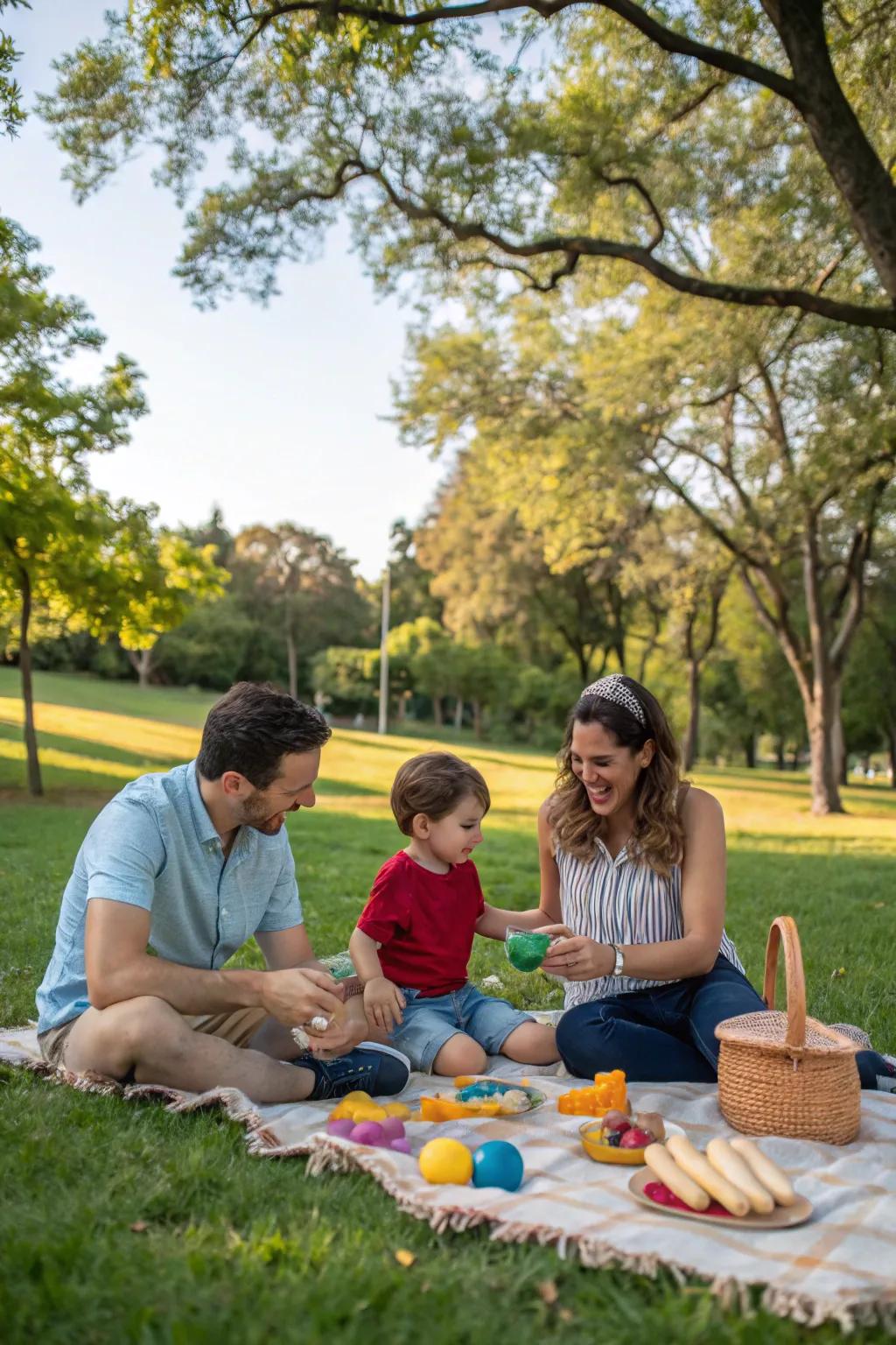 Family picnic in the park, filled with laughter and love.