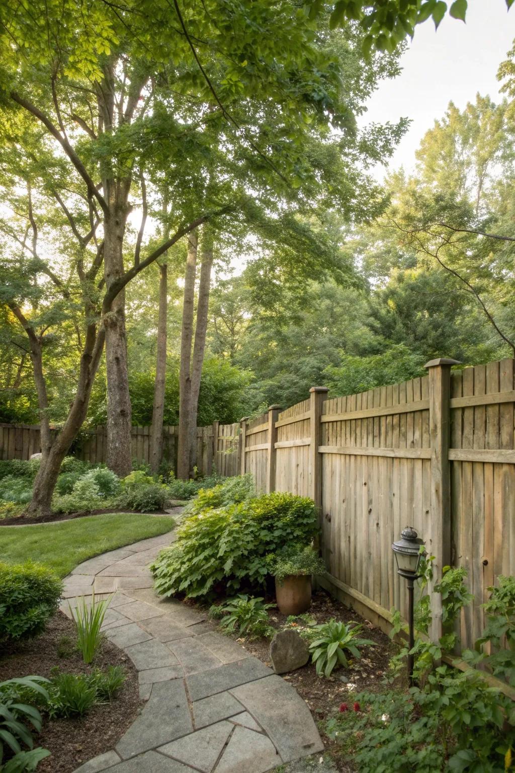 Natural wood fences offer a rustic, timeless appeal.