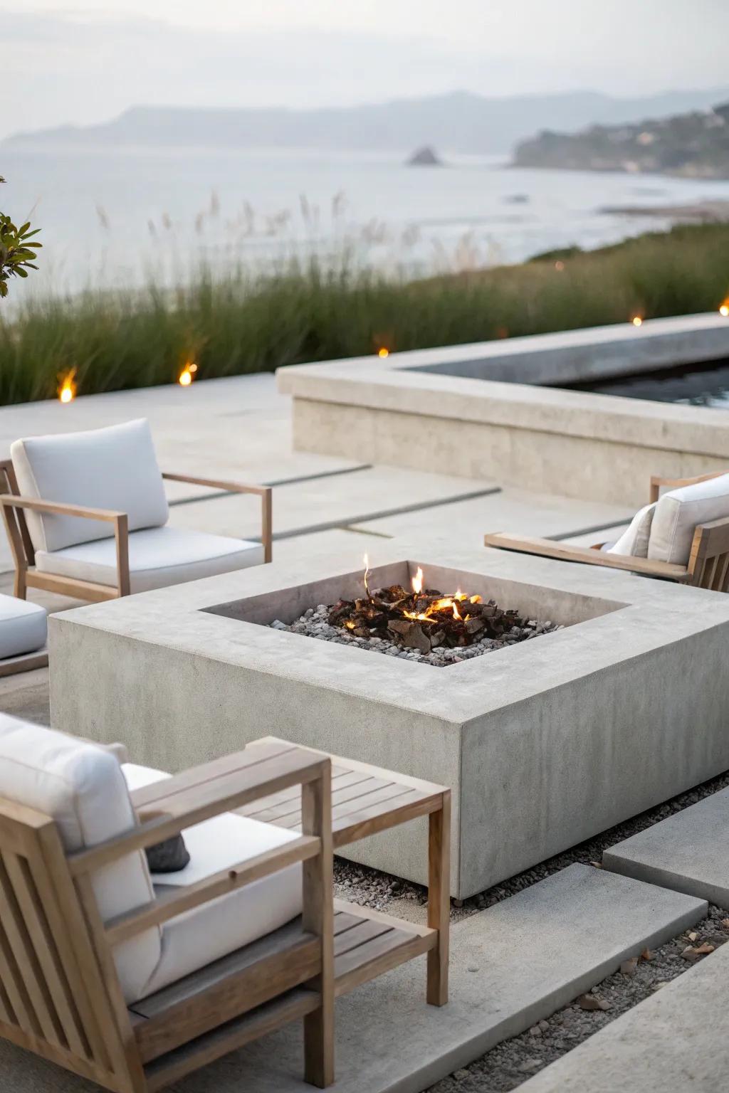 A sleek, minimalist fire pit design for modern spaces.