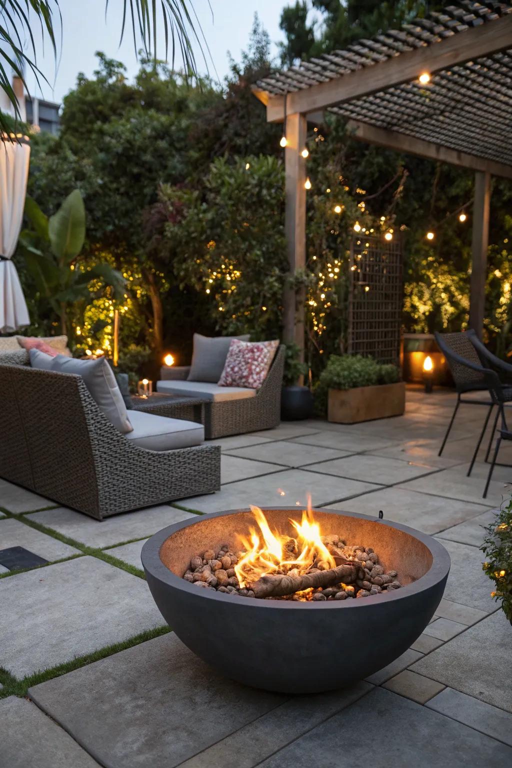 Metal fire rings provide a modern touch to your outdoor space.