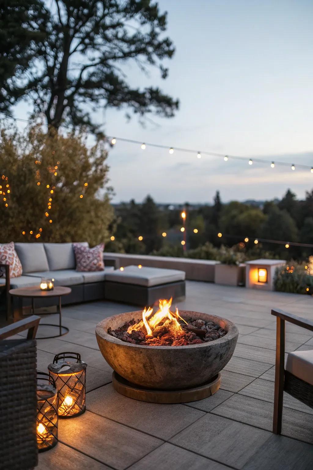 Fire pits create a cozy atmosphere perfect for evening gatherings.